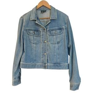 Lauren Jeans Co Ralph Lauren Jean Jacket Women's Large Cropped Stretch Cowgirl